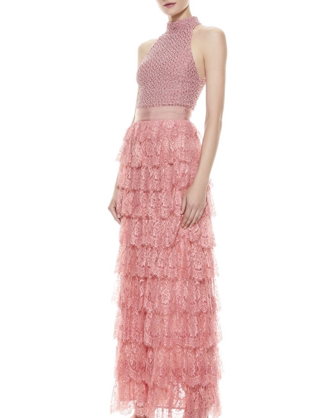 Alice + Olivia Coral Lace Tiered Maxi Skirt - Picture 2 of 3